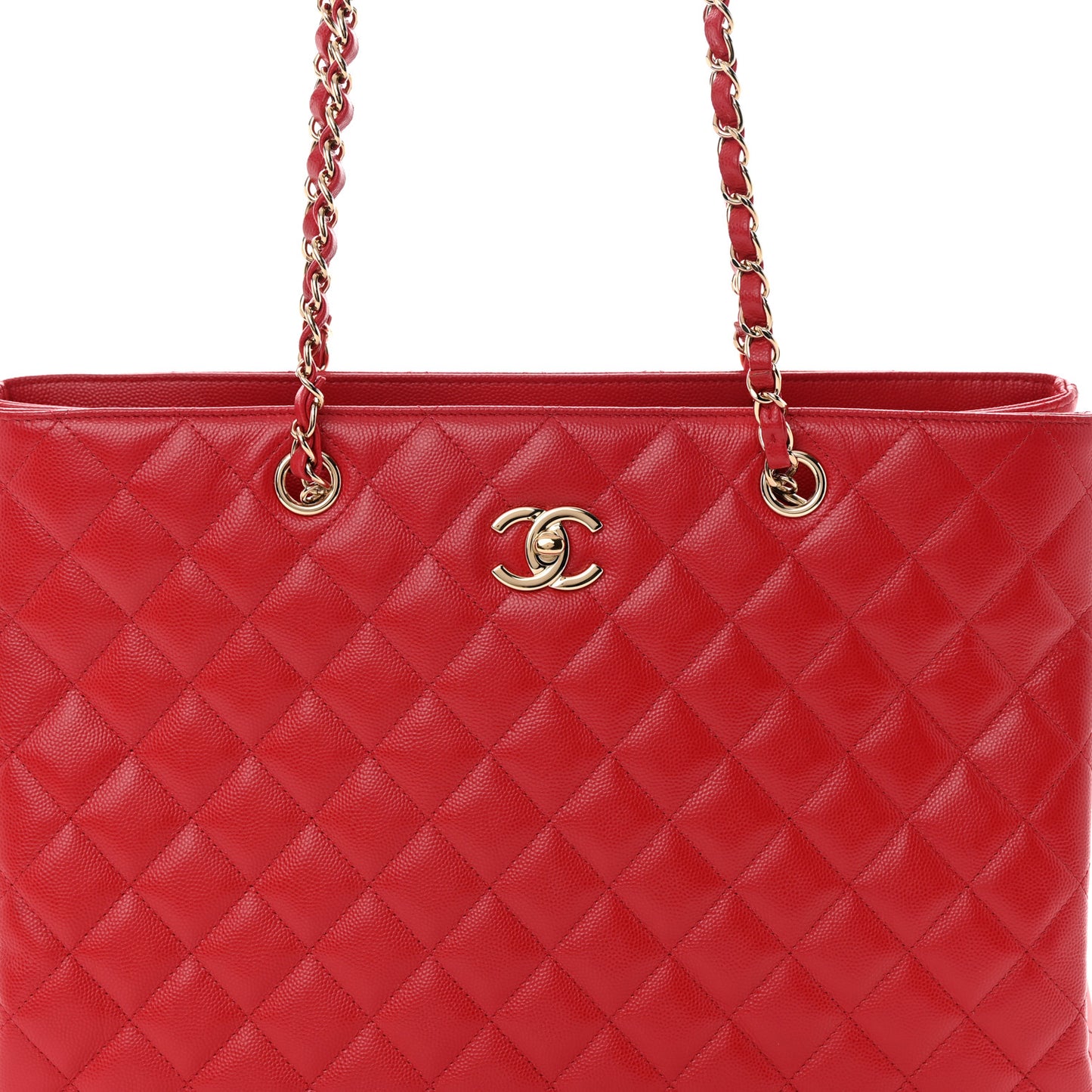 Caviar Quilted Large Shopping Tote Red
