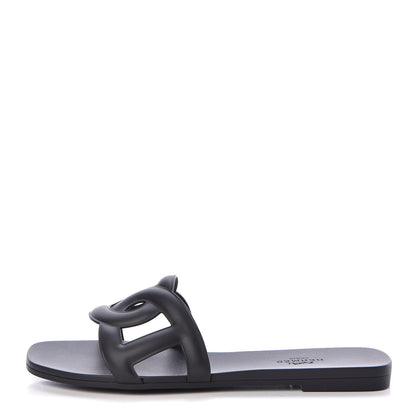 Hermes Rubber Aloha Sandals 36 Black 1 of 8