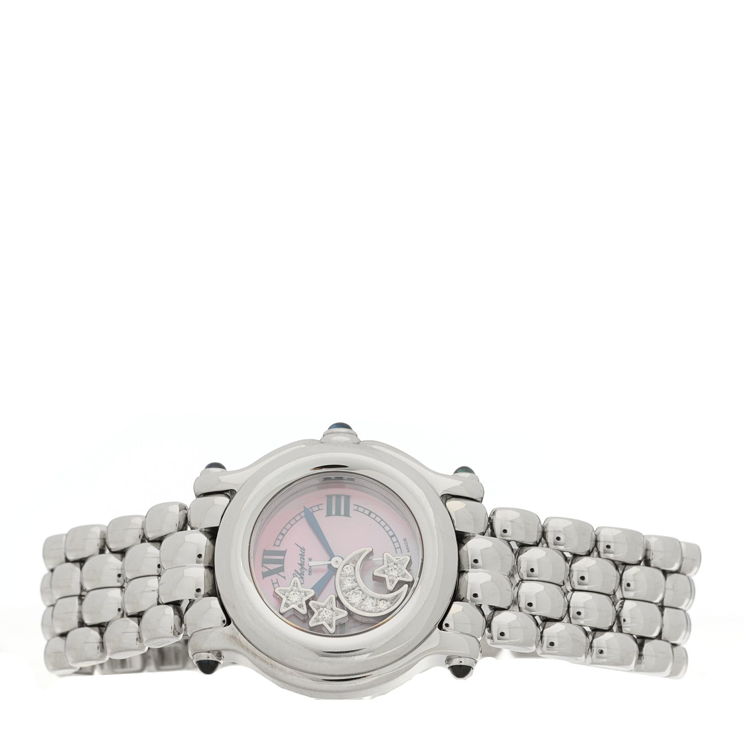 Chopard Stainless Steel Diamond Pink Mother of Pearl 26mm Happy Sport Moon Star Quartz Watch 2 of 4
