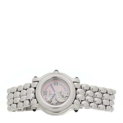 Chopard Stainless Steel Diamond Pink Mother of Pearl 26mm Happy Sport Moon Star Quartz Watch 2 of 4