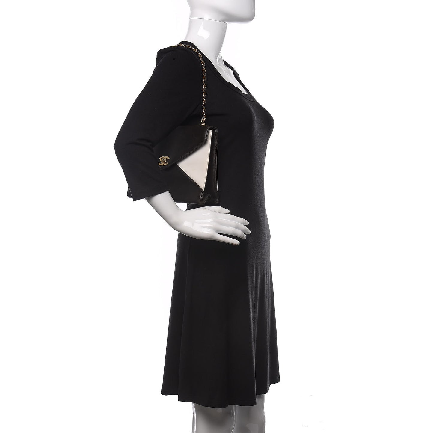 Lambskin Medium Envelope Single Flap Bag Black White