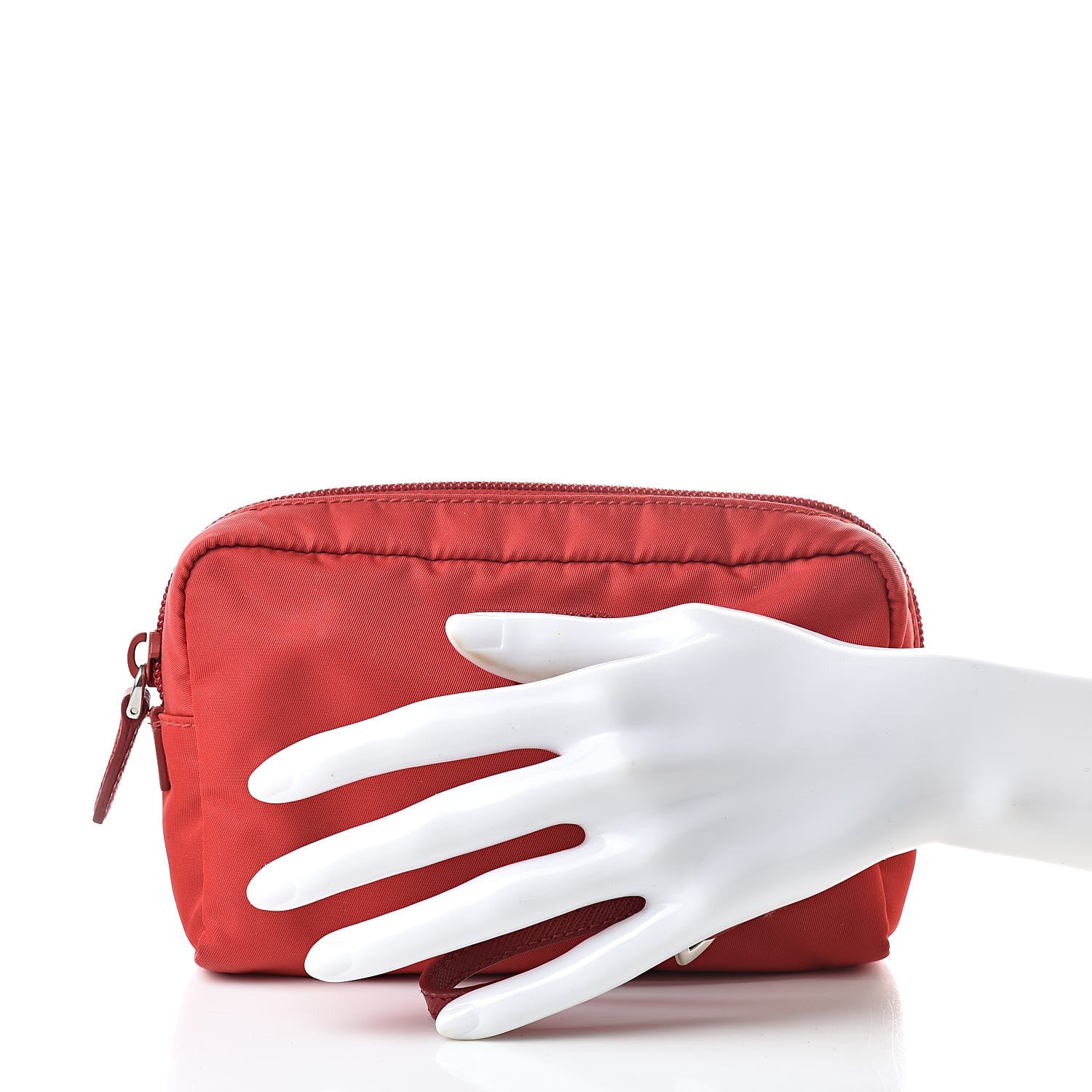 Prada Tessuto Nylon Saffiano Wristlet Rosso 2 of 7
