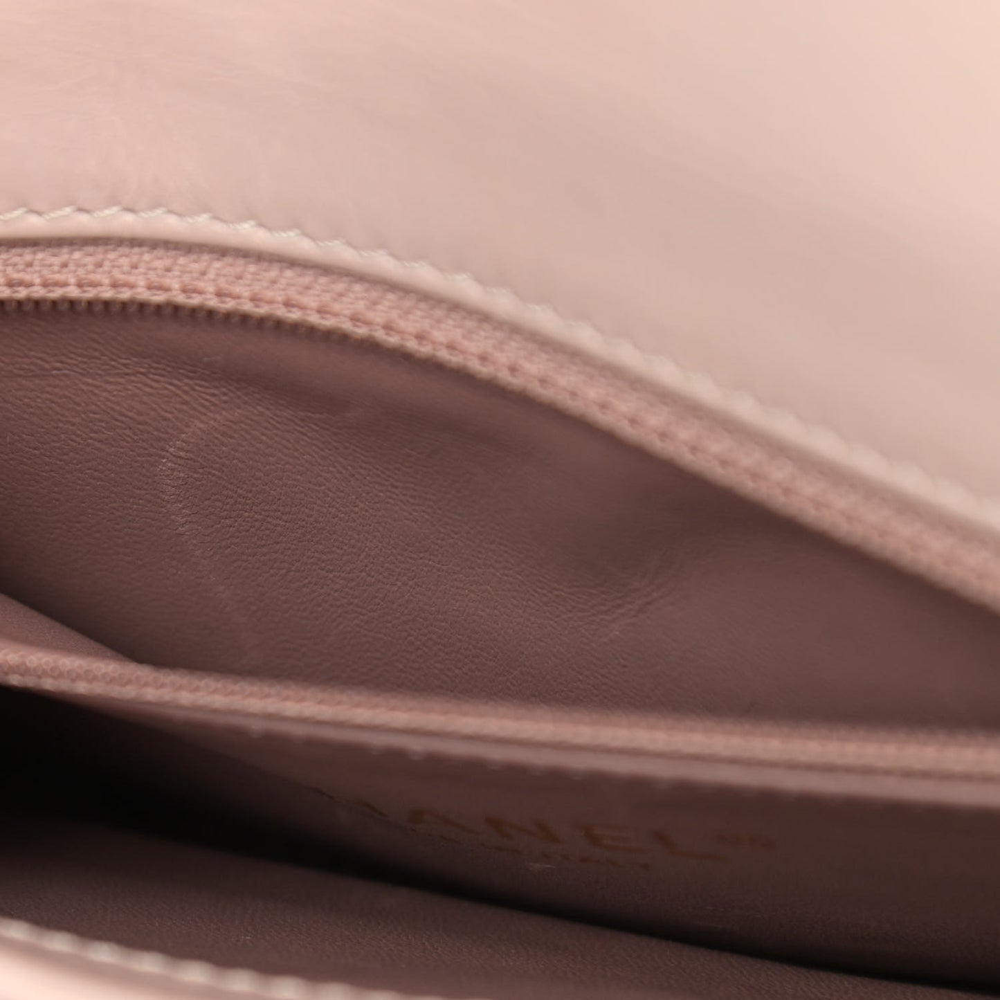 Glazed Calfskin Quilted Mini Straight Lined Flap Beige