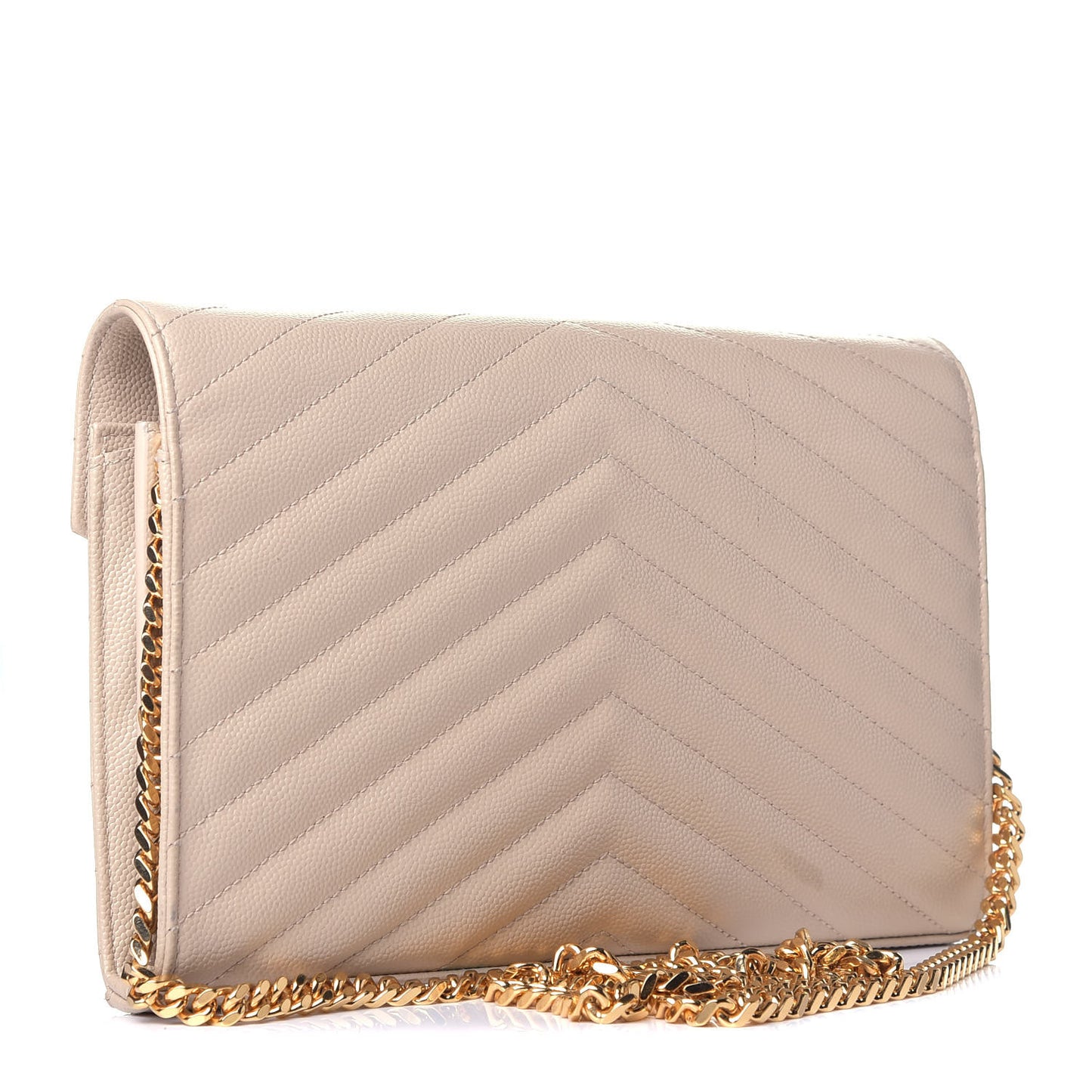 Grain De Poudre Matelasse Chevron Monogram Chain Wallet Nude Powder