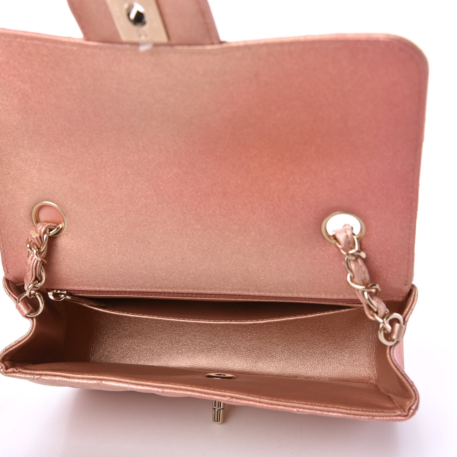 Chanel Metallic Lambskin Quilted Ombre Mini Rectangular Flap Pink 5 of 11