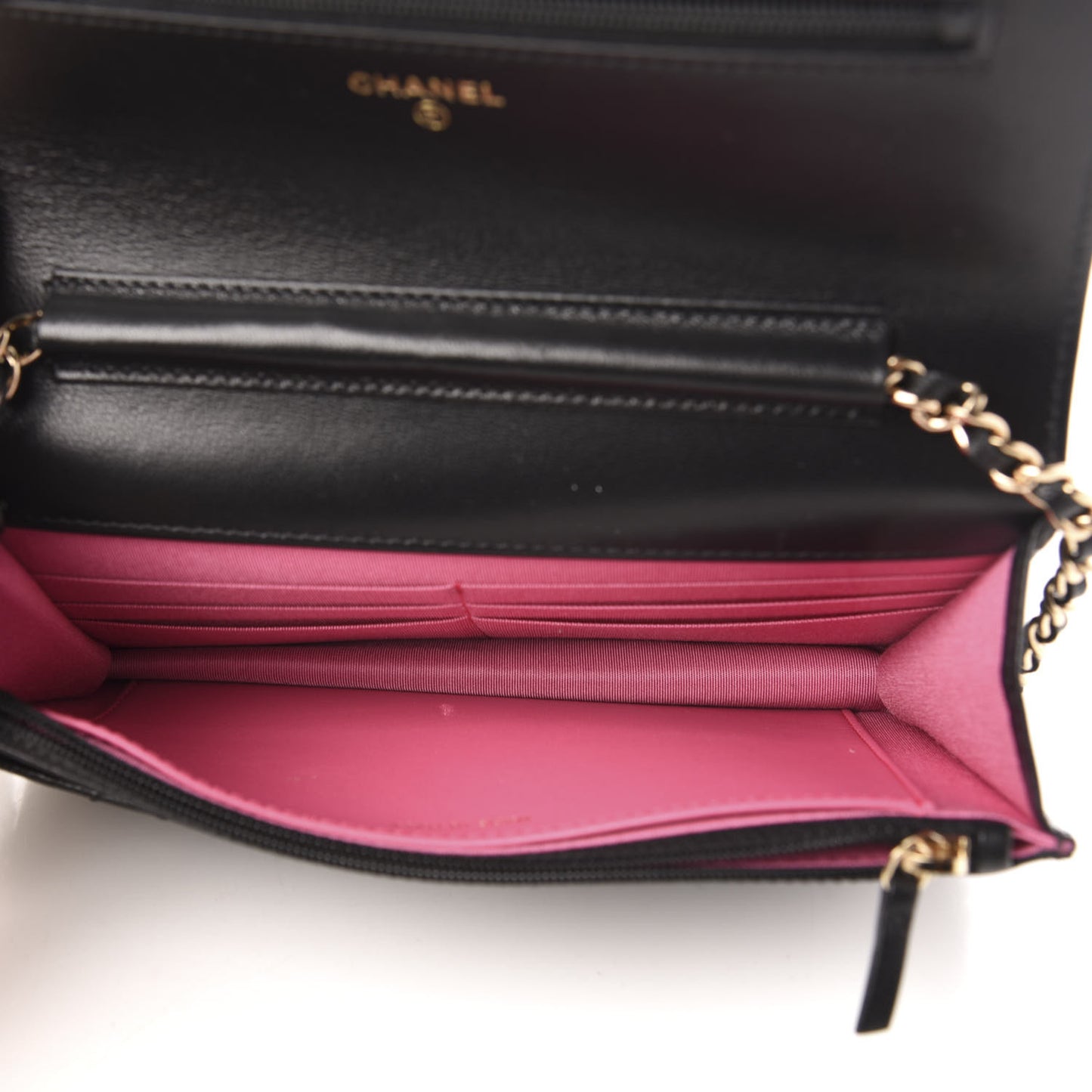 Goatskin Quilted Timeless CC Wallet On Chain WOC Black