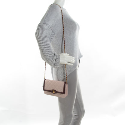 Chanel Lambskin Quilted Wallet On Chain WOC Light Pink Burgundy 2 of 8