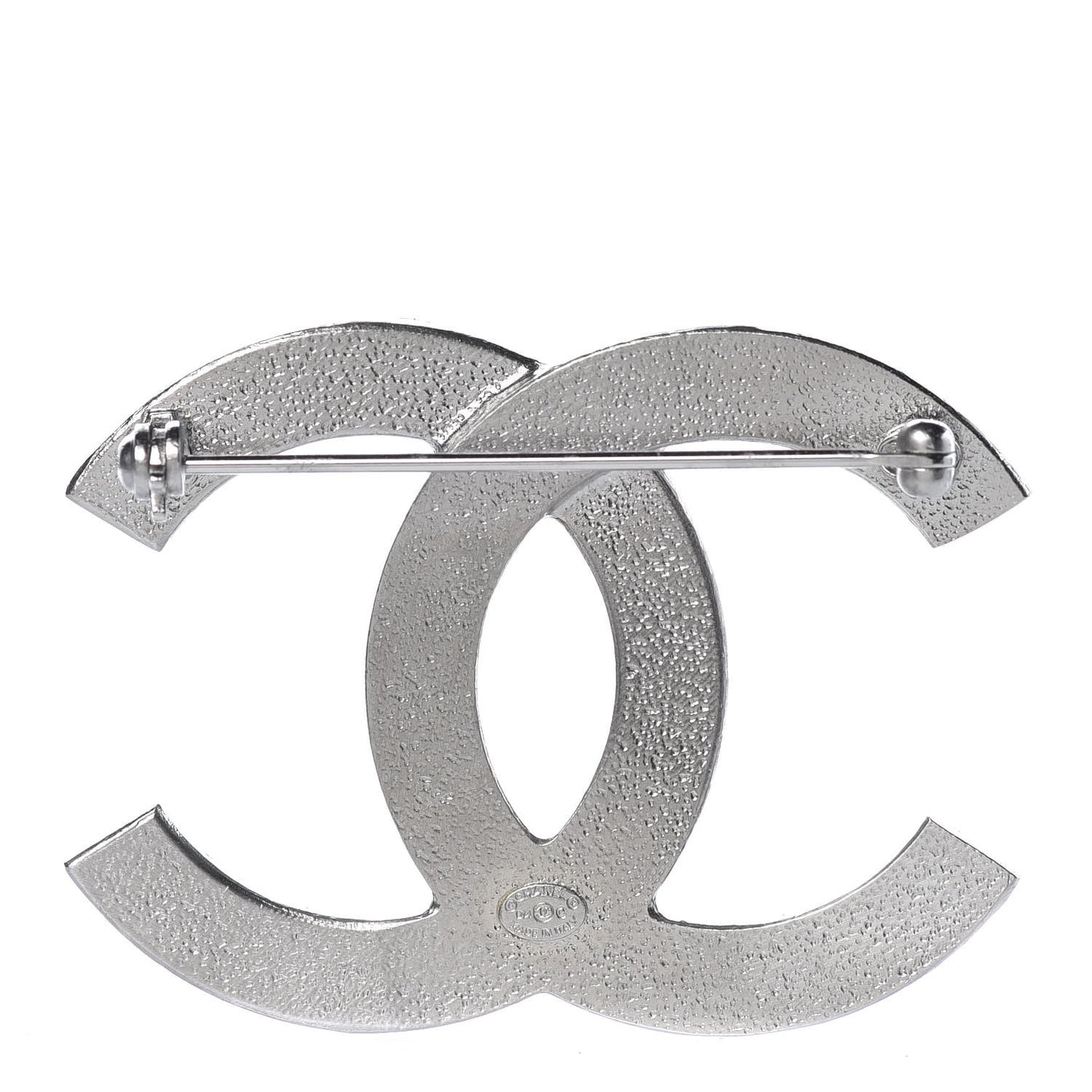 Baguette Crystal CC Brooch Silver