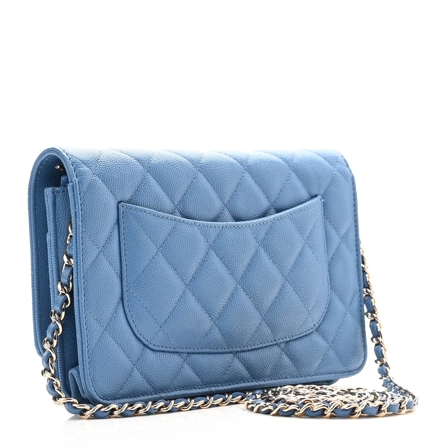 Caviar Quilted Wallet On Chain WOC Blue