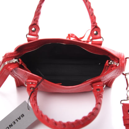 Balenciaga Agneau Classic Silver Hardware Mini City Logo Strap Rouge Cardinal Black 5 of 8