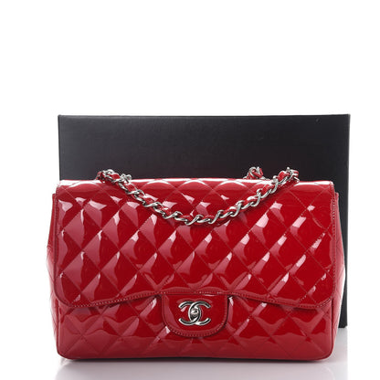 Chanel Patent Quilted Jumbo Single Flap Red 11 of 11