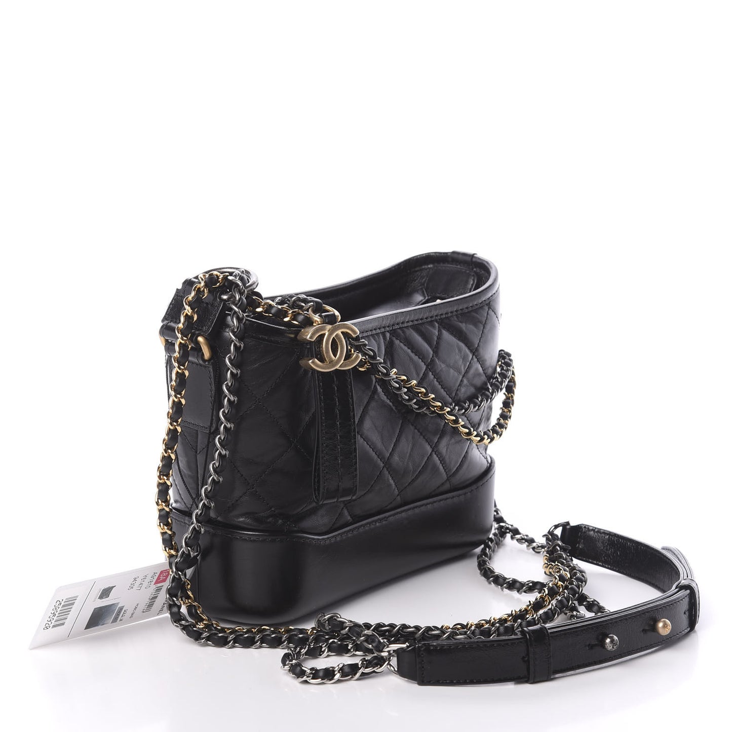 Aged Calfskin Quilted Small Gabrielle Hobo Black