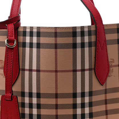 Burberry Haymarket Check Medium Reversible Tote Poppy Red 21 of 36