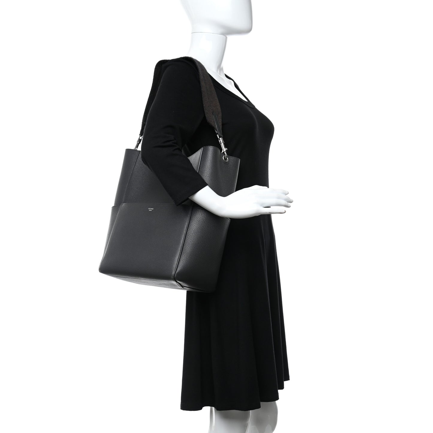 Soft Grained Calfskin Sangle Bucket Bag Anthracite