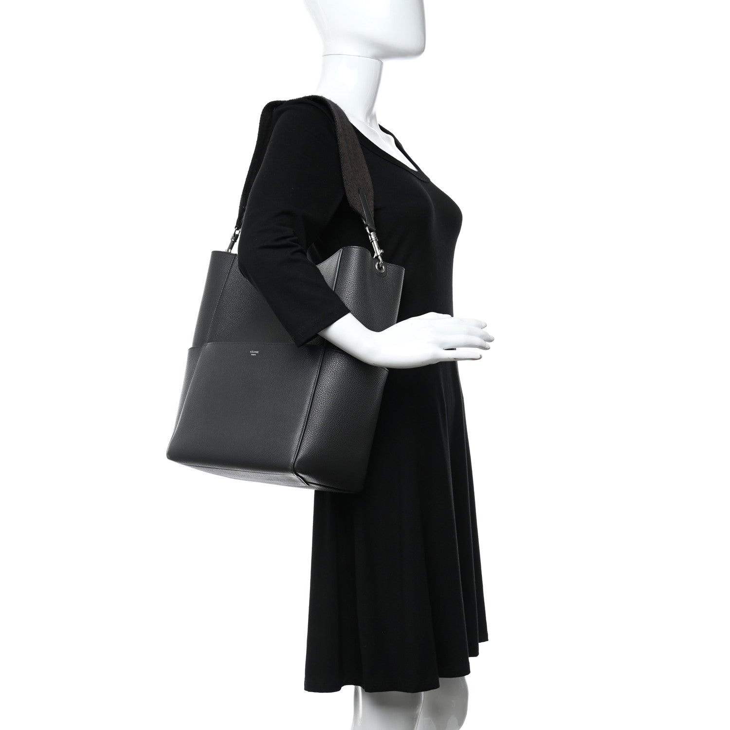 Celine Soft Grained Calfskin Sangle Bucket Bag Anthracite 3 of 12
