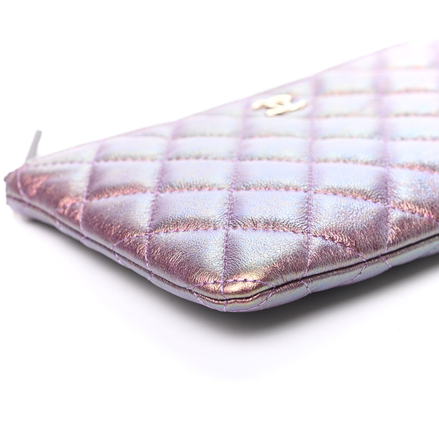 Chanel Iridescent Lambskin Quilted Cosmetic Case Purple 8 of 10