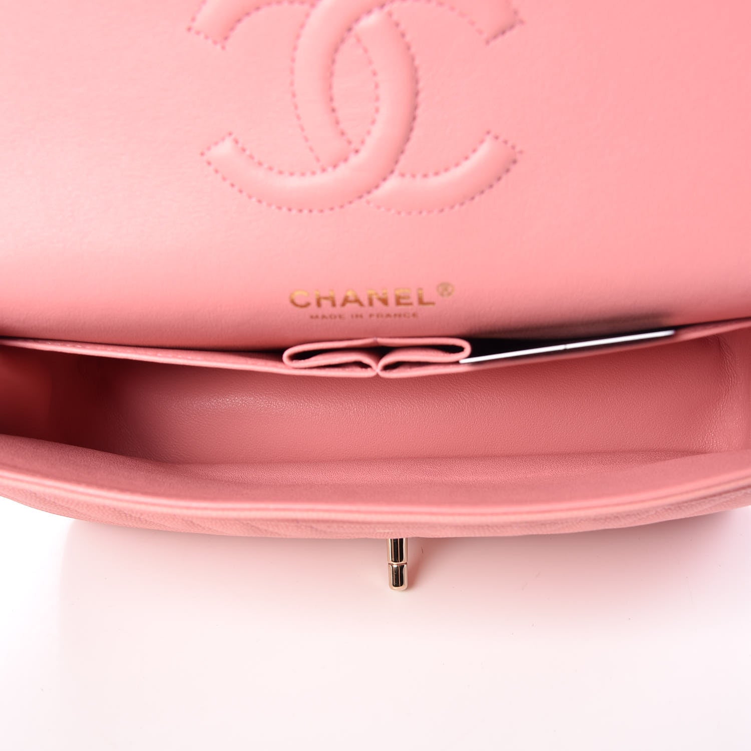 Chanel Caviar Chevron Quilted Medium Double Flap Pink 6 of 9