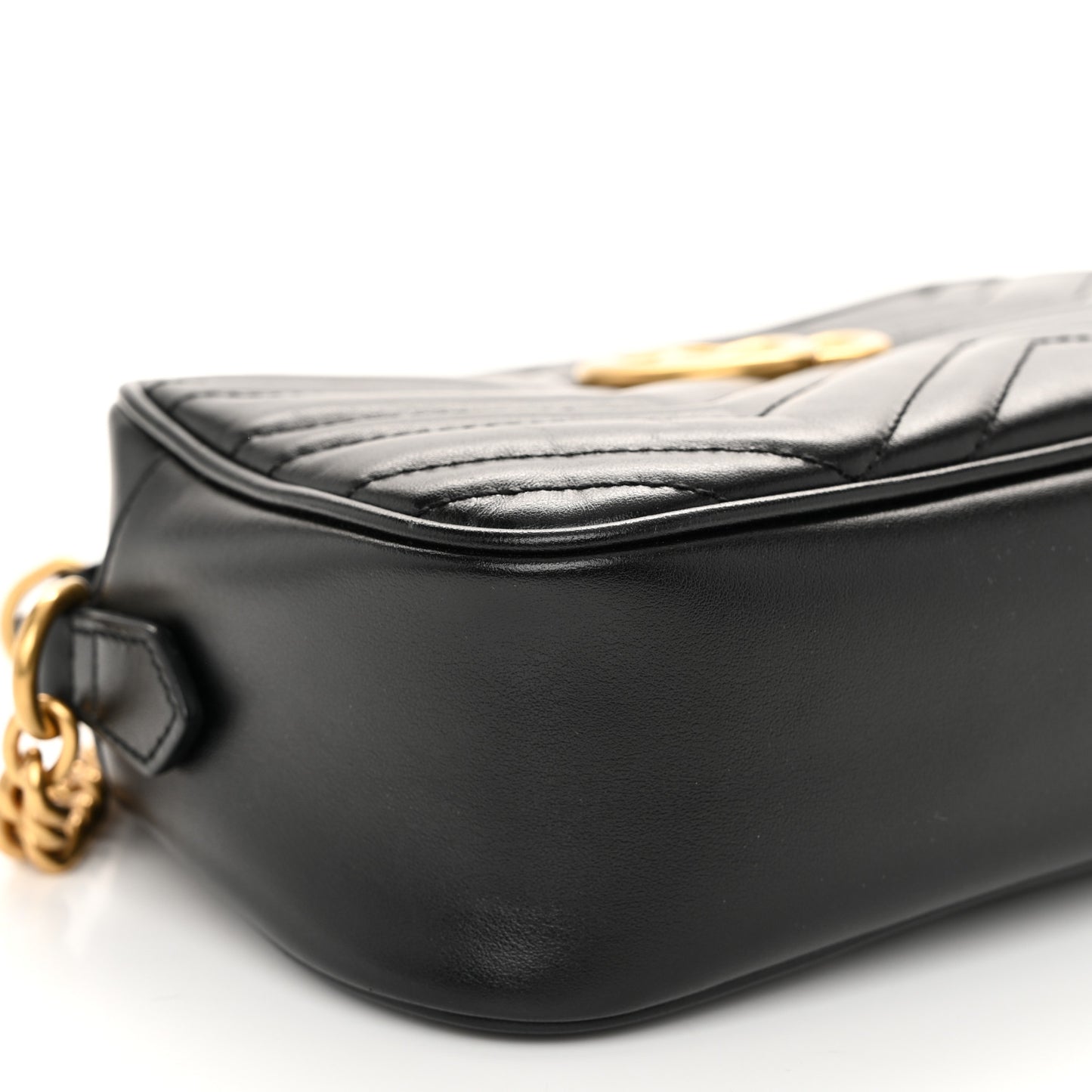 Calfskin Matelasse Small GG Marmont Chain Shoulder Bag Black
