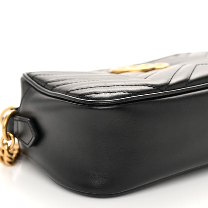 Gucci Calfskin Matelasse Small GG Marmont Chain Shoulder Bag Black 9 of 10