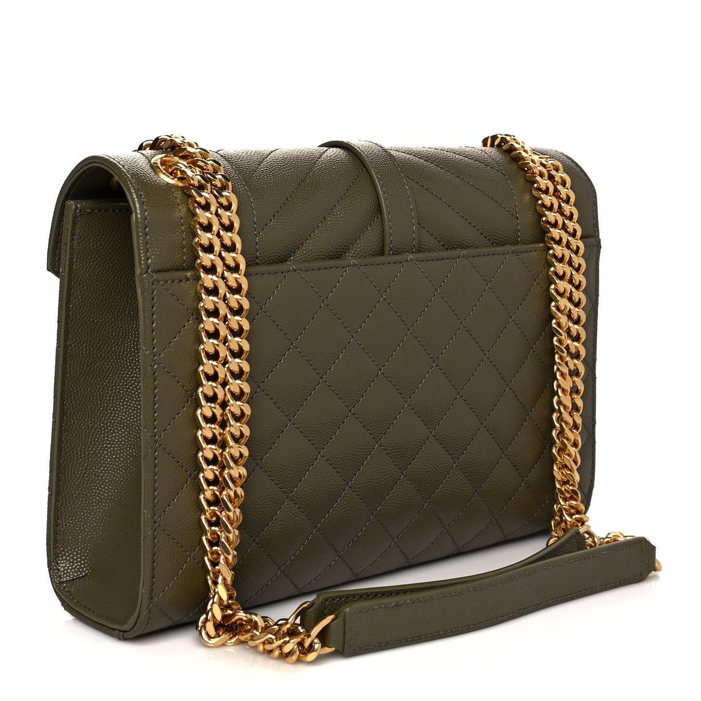 Grain De Poudre Textured Mixed Matelasse Medium Triquilt Monogram Satchel Vert Kaki