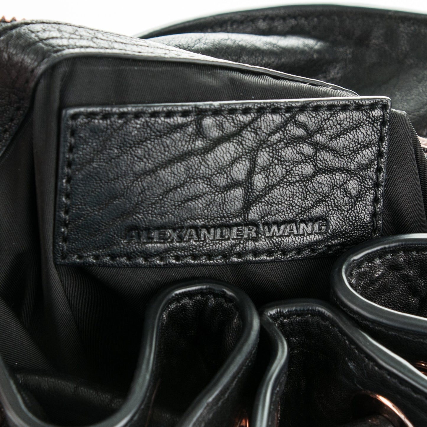 Pebbled Lambskin Diego Bucket Black Rose Gold Hardware