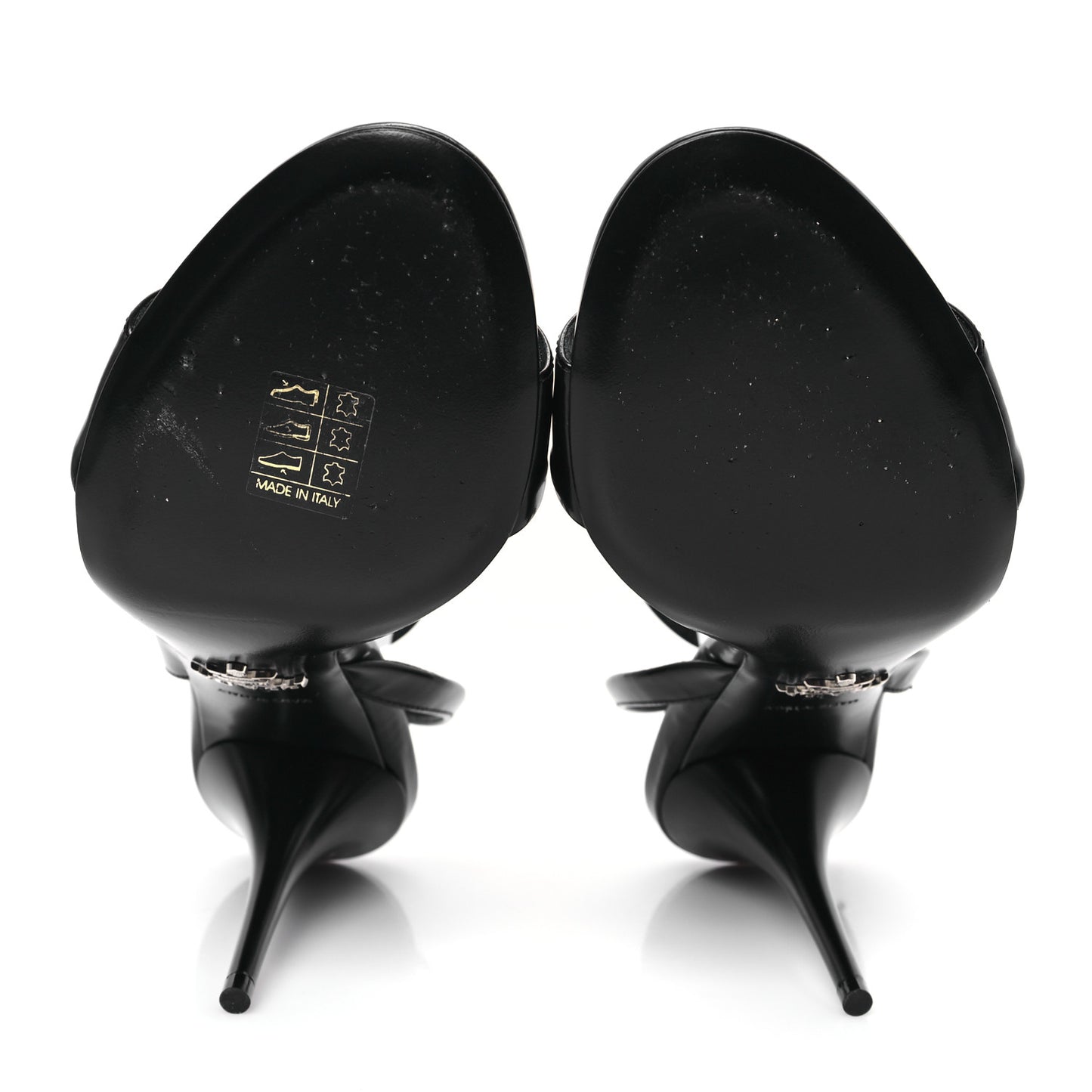Spazzolato Metal Triangle Logo Ankle Strap 100mm Sandals 37 Black