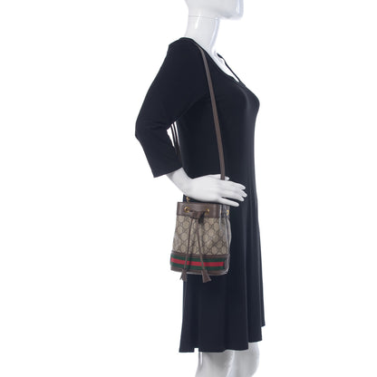 Gucci GG Supreme Monogram Web Mini Ophidia Bucket Bag Brown 2 of 9
