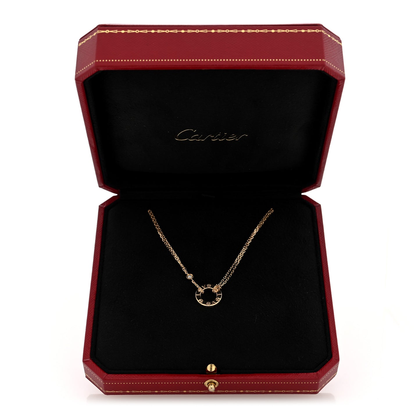 18K Yellow Gold 2 Diamond LOVE Necklace