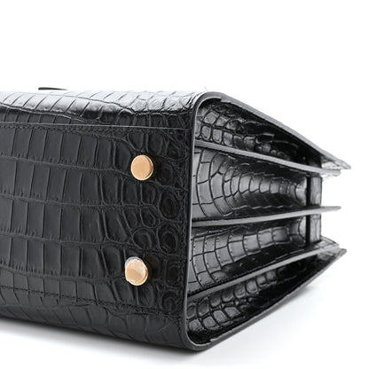 Saint Laurent Calfskin Crocodile Embossed Baby Sac De Jour Black 10 of 10