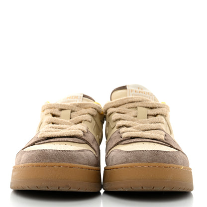 Fendi Calfskin Suede Fendi Match Low Top Sneakers 38.5 Dodo Straw Yellow 2 of 9