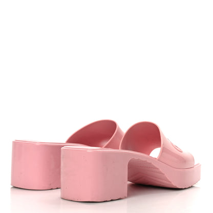 Gucci Rubber Gucci Logo Womens Platform 20/60mm Slide Sandals 37 Wild Rose 4 of 10
