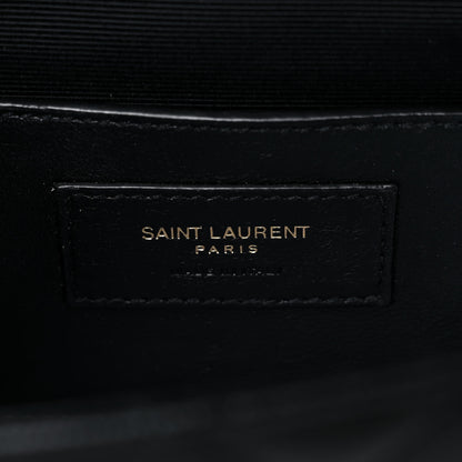 Saint Laurent Grain De Poudre Textured Mixed Matelasse Triquilt Small Monogram Satchel Black 8 of 12