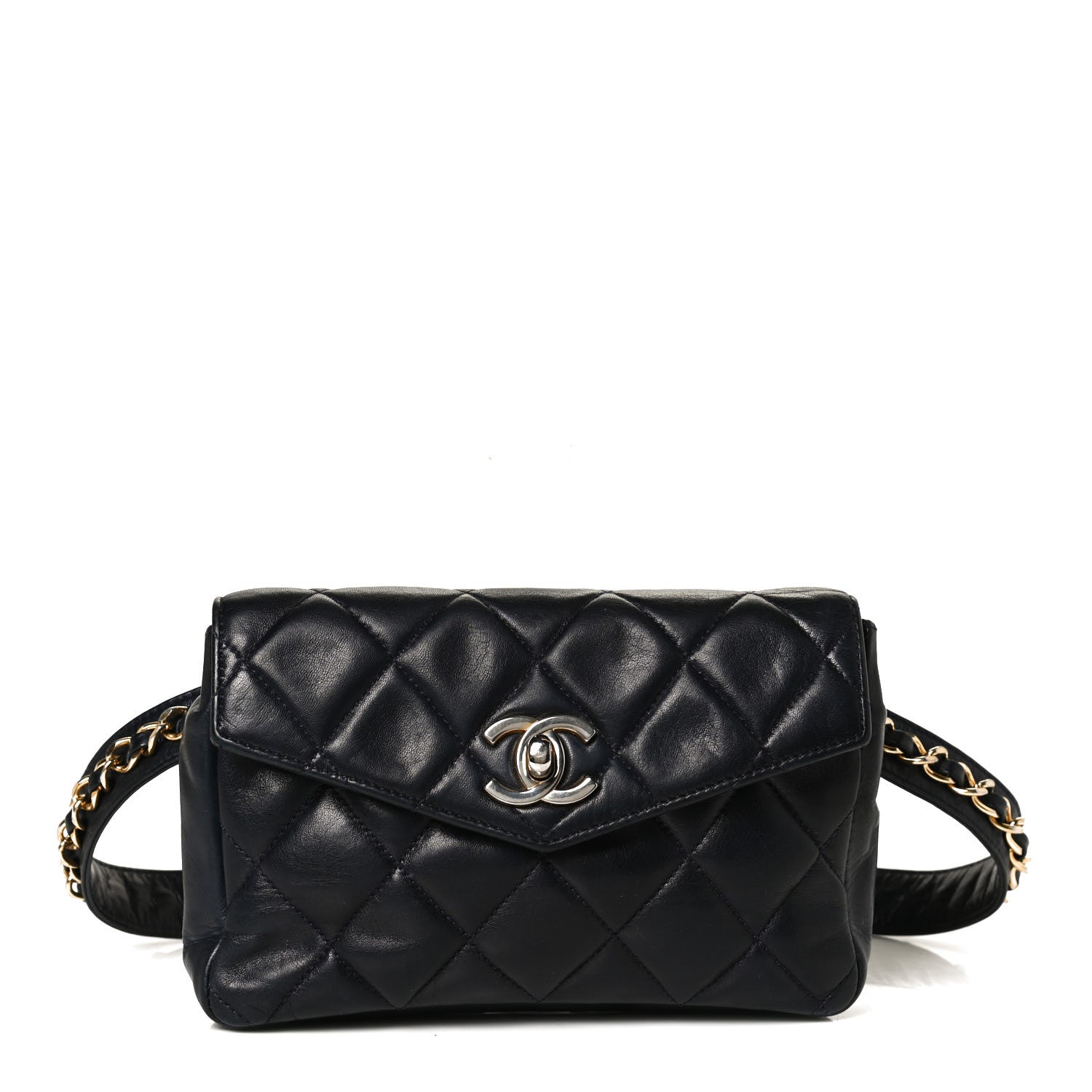 Chanel Lambskin Quilted Flap Waist Belt Bag 70 28 Navy 1 of 12
