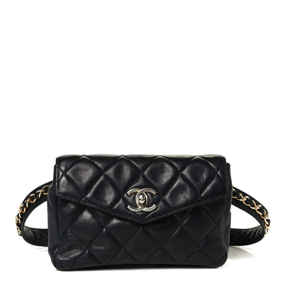 Chanel Lambskin Quilted Flap Waist Belt Bag 70 28 Navy 1 of 12