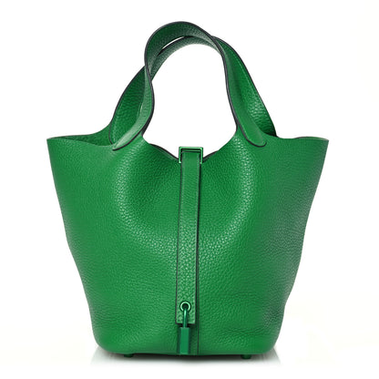 Hermes Taurillon Clemence Monochrome Picotin Lock 18 PM Bambou 1 of 10