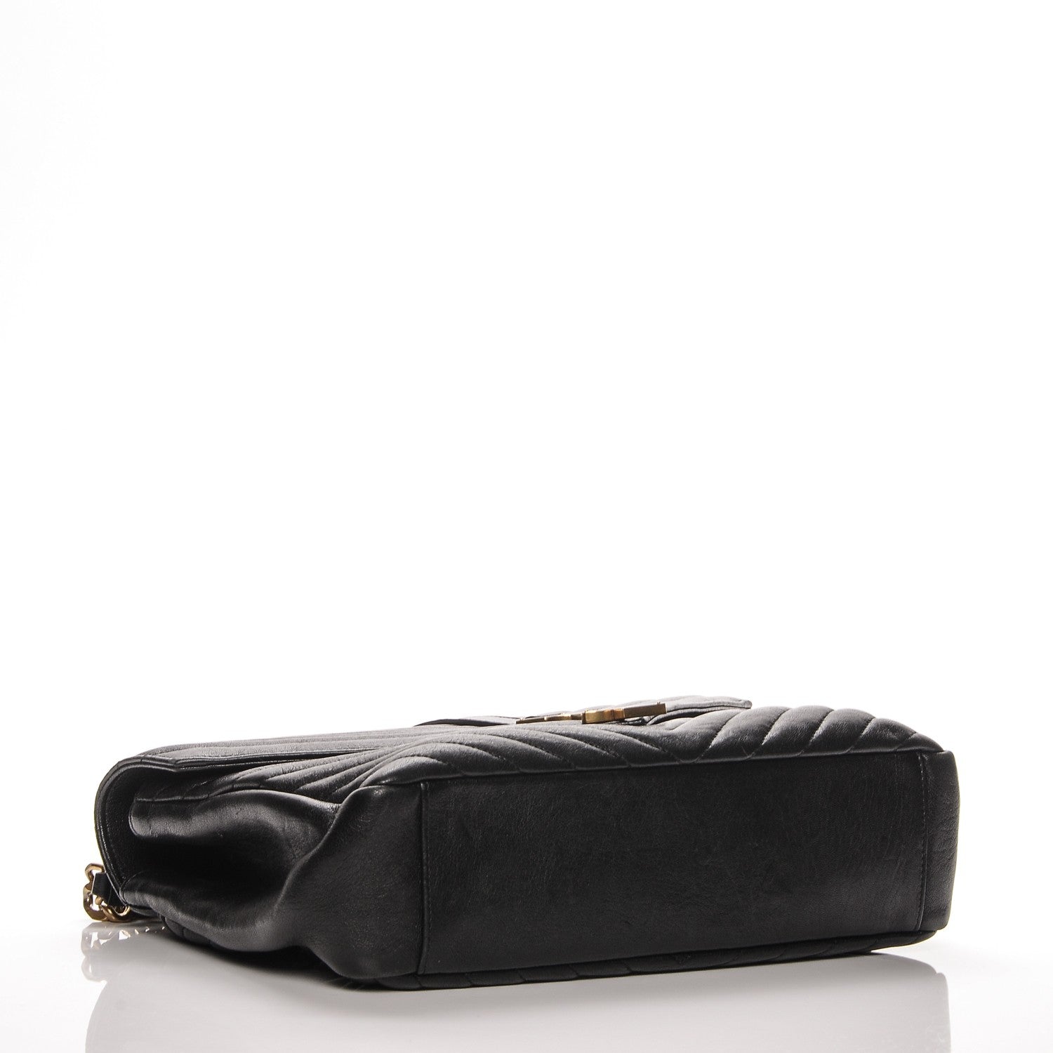 Saint Laurent Sheepskin Matelasse Chevron Monogram Large College Satchel Black 4 of 9
