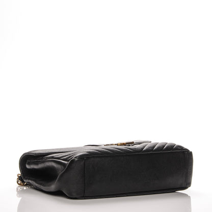 Saint Laurent Sheepskin Matelasse Chevron Monogram Large College Satchel Black 4 of 9