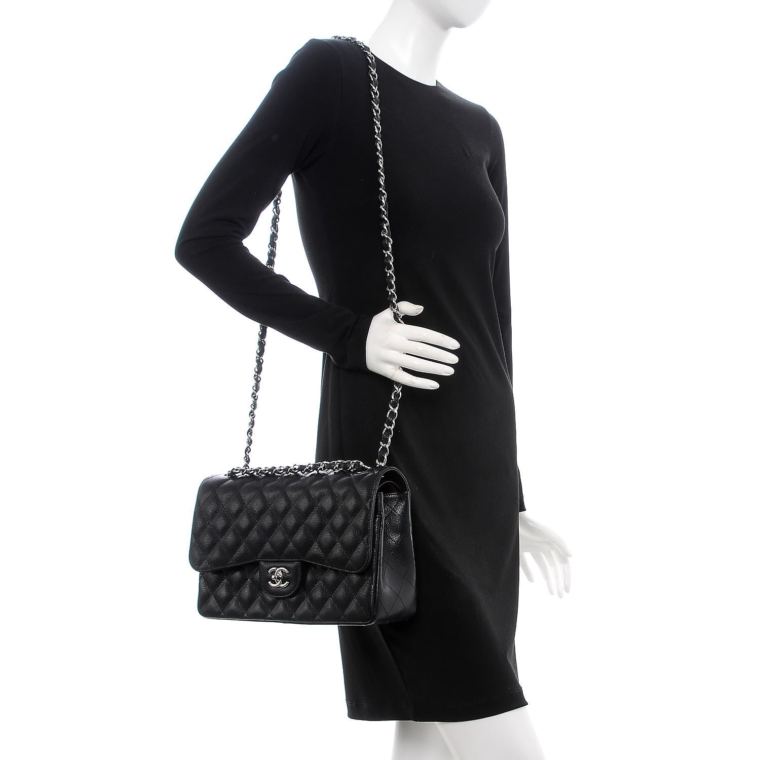 Chanel Caviar Quilted Jumbo Double Flap Black 2 of 8