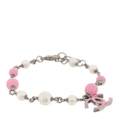 Chanel Pearl Enamel CC Bracelet Pink 1 of 5