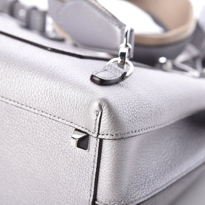 MCM Metallic Grained Calfskin Medium Milla Convertible Backpack Spike Silver 12 of 13