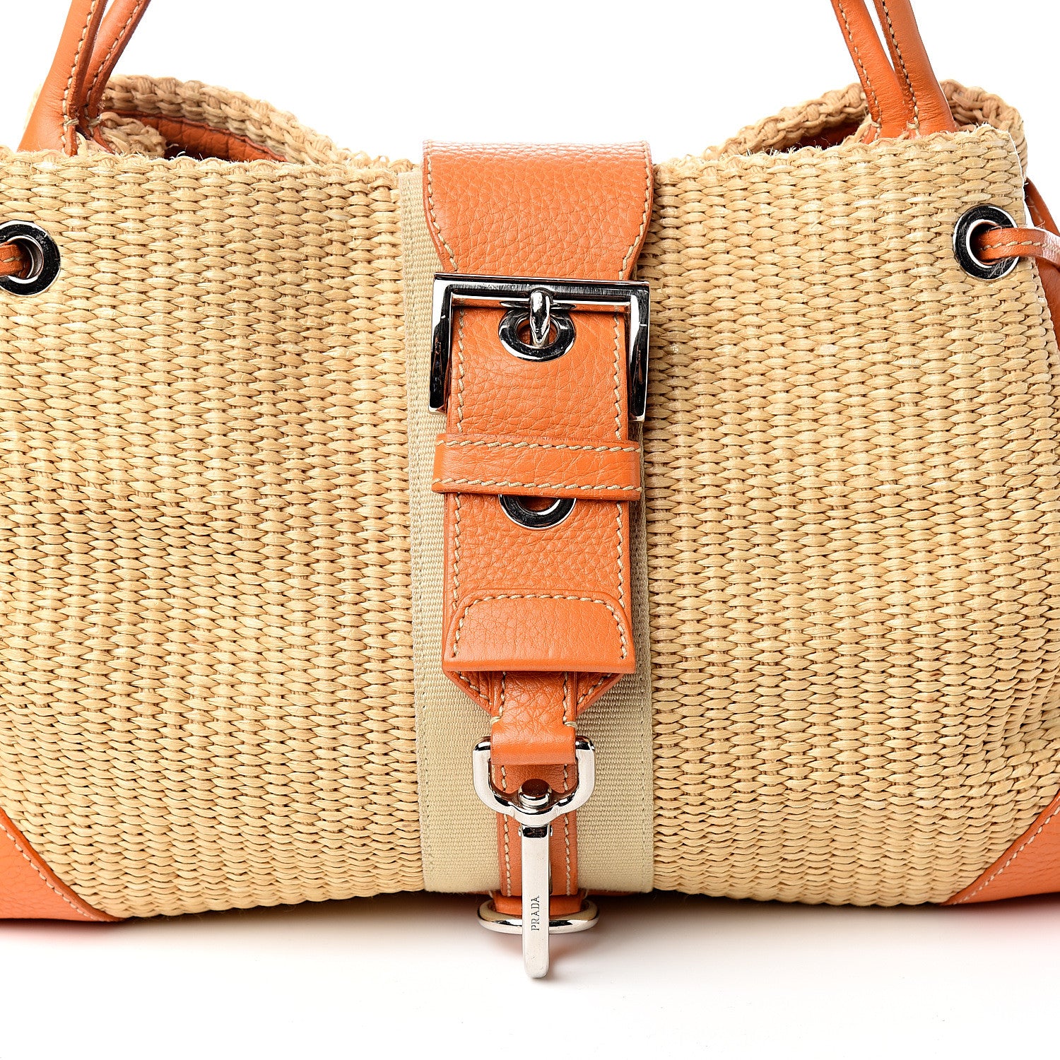 Prada Paglia Vitello Satchel Naturale Papaya 14 of 14