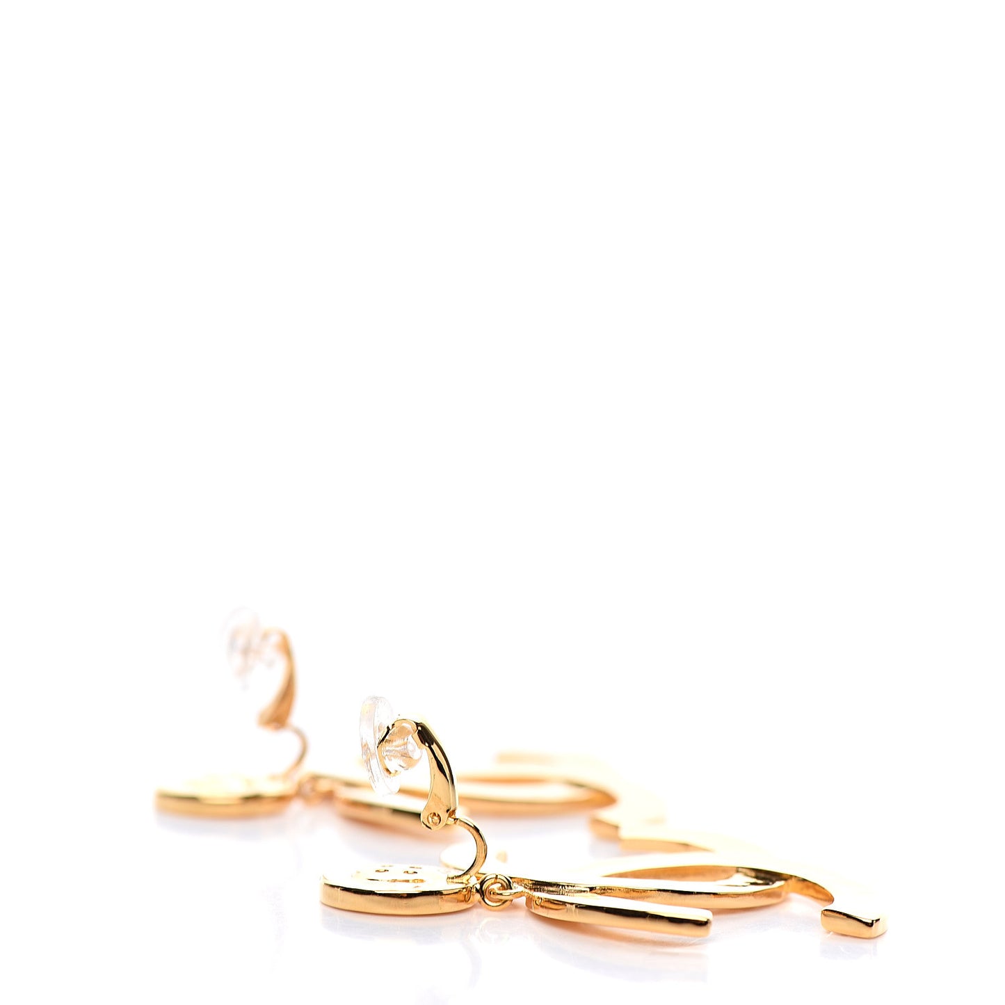 Metal Large Paris Button Clip On Earrings Gold
