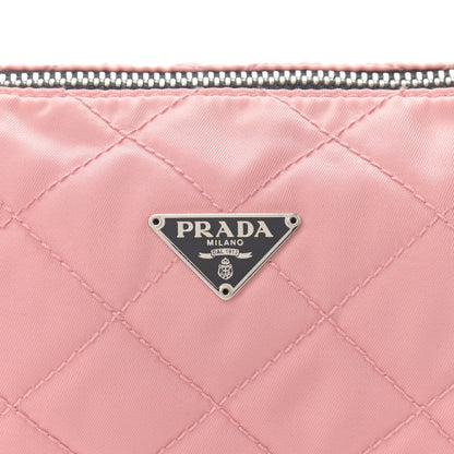 Prada Tessuto Nylon Saffiano Impunturato Quilted Barrel Pochette Pink Black 8 of 12
