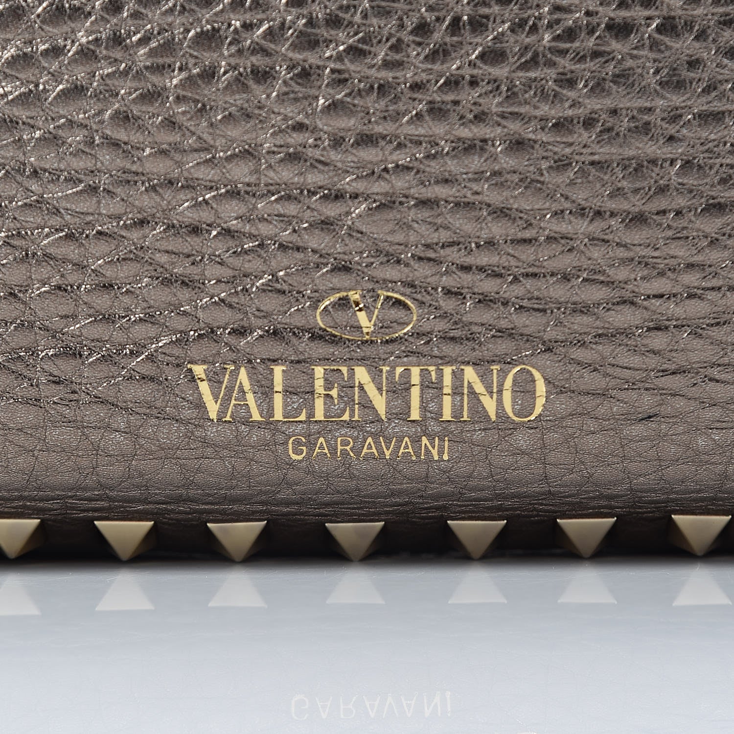 Valentino Garavani Metallic Alce Printed Calfskin Medium Rockstud Tote Sasso 11 of 14