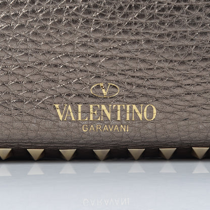 Valentino Garavani Metallic Alce Printed Calfskin Medium Rockstud Tote Sasso 11 of 14