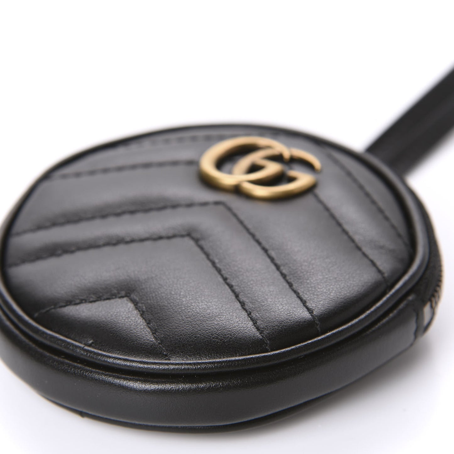 Calfskin Matelasse GG Marmont Round Mini Bag Black
