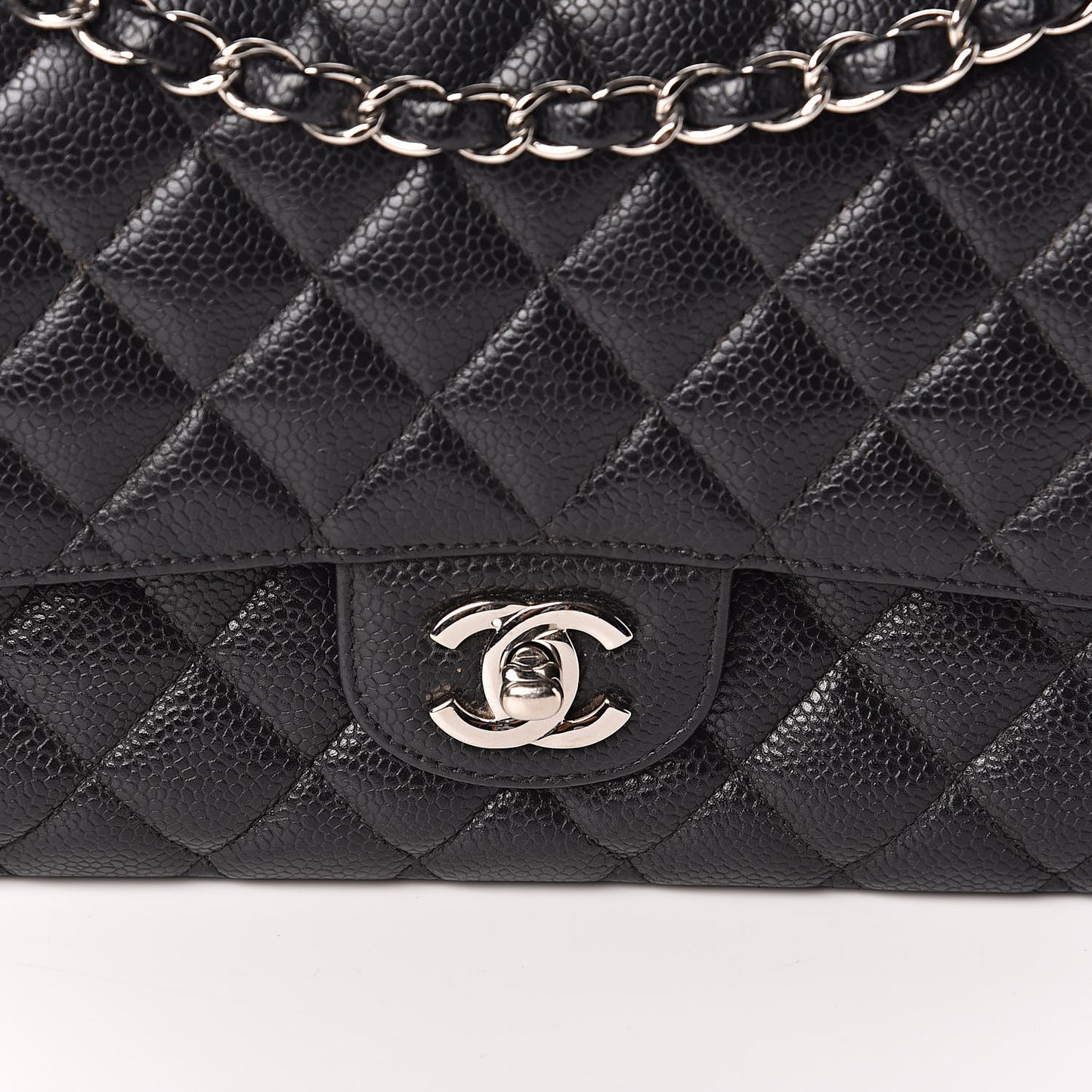 Caviar Quilted Medium Double Flap Black