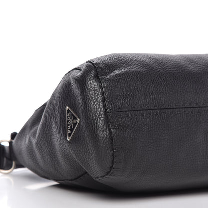 Prada Vitello Daino Shoulder Flap Bag Black 6 of 10