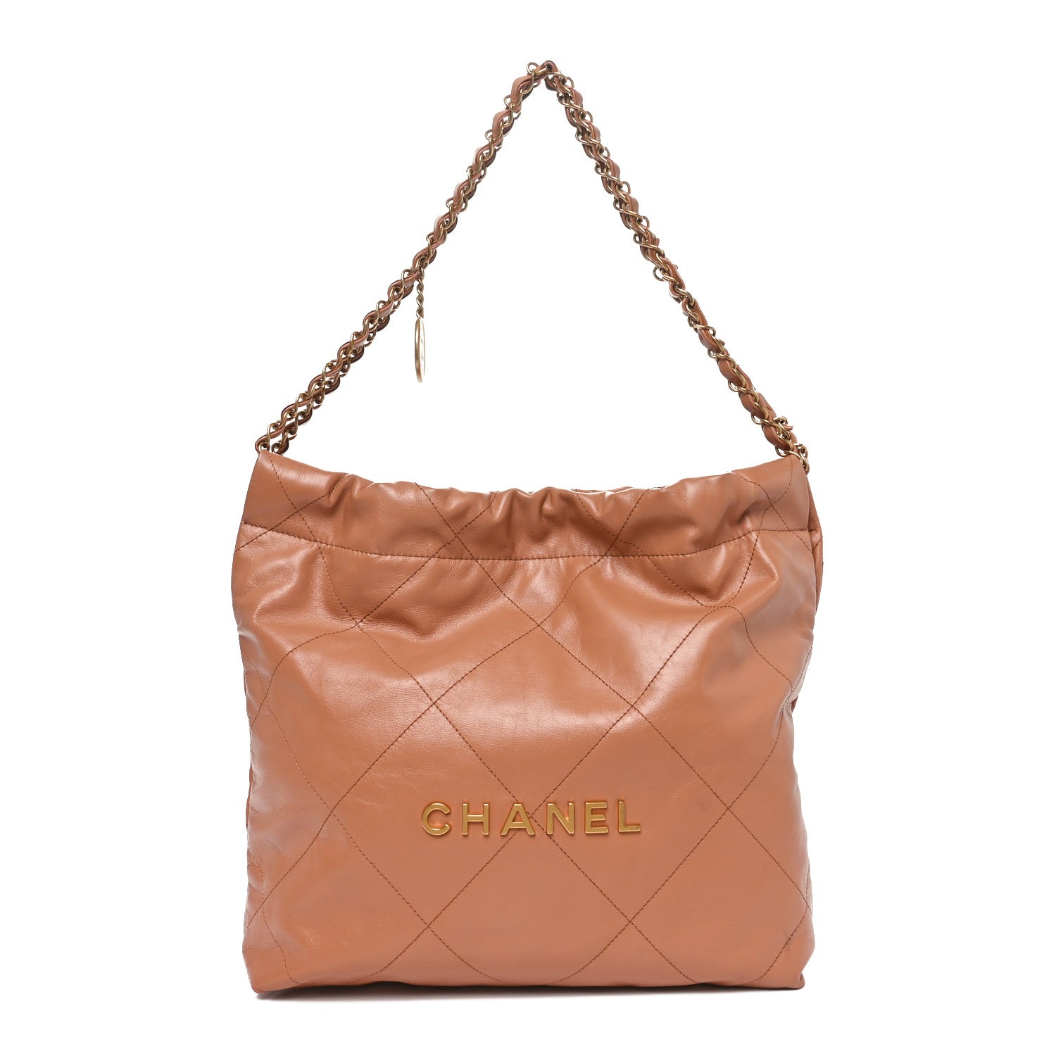 Chanel Shiny Calfskin Quilted Small Chanel 22 Beige 1 of 11