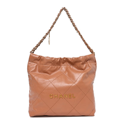 Chanel Shiny Calfskin Quilted Small Chanel 22 Beige 1 of 11